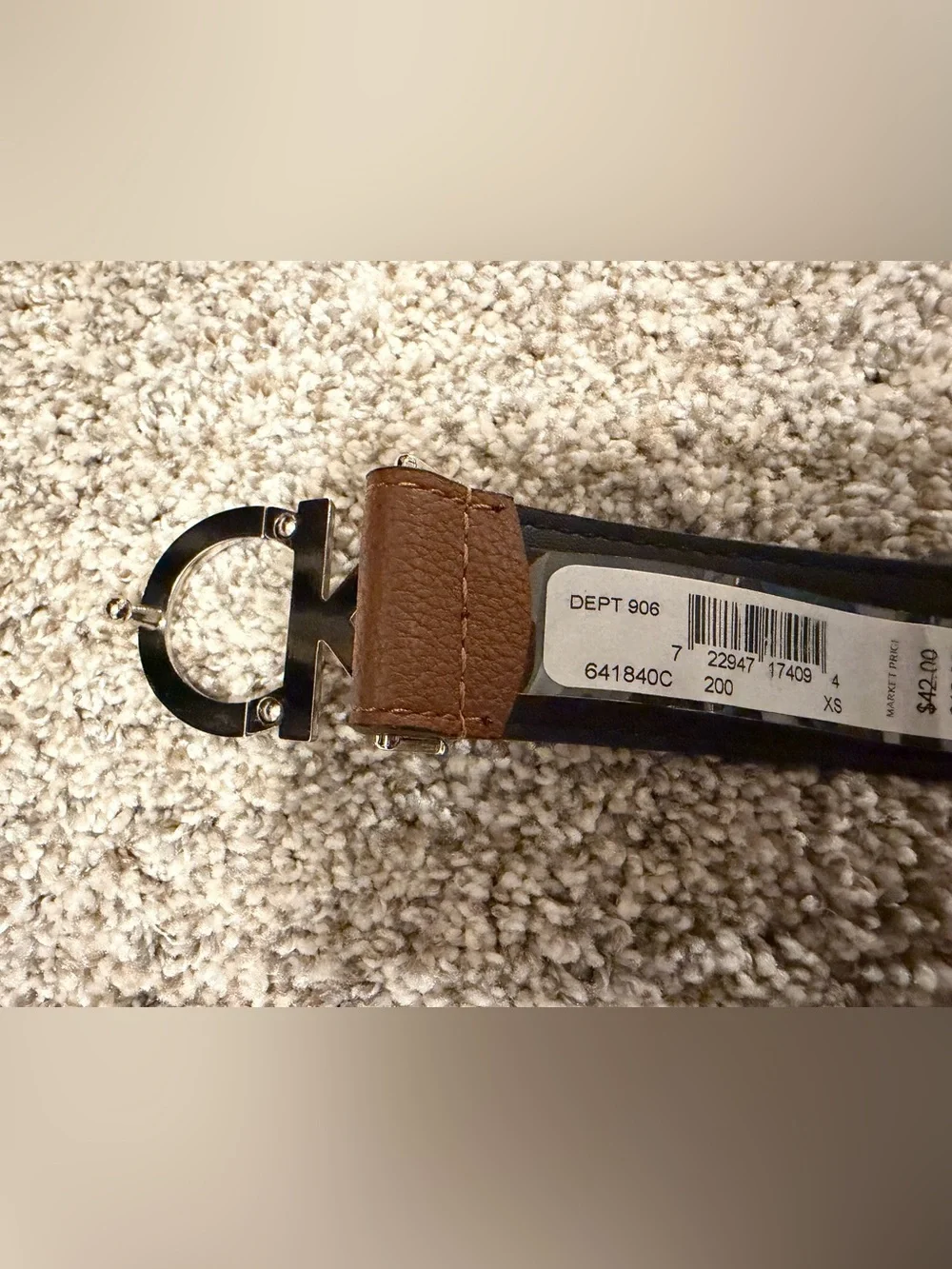 Calvin Klein Brown Synthetic Leather Belt with Silver Logo Buckle